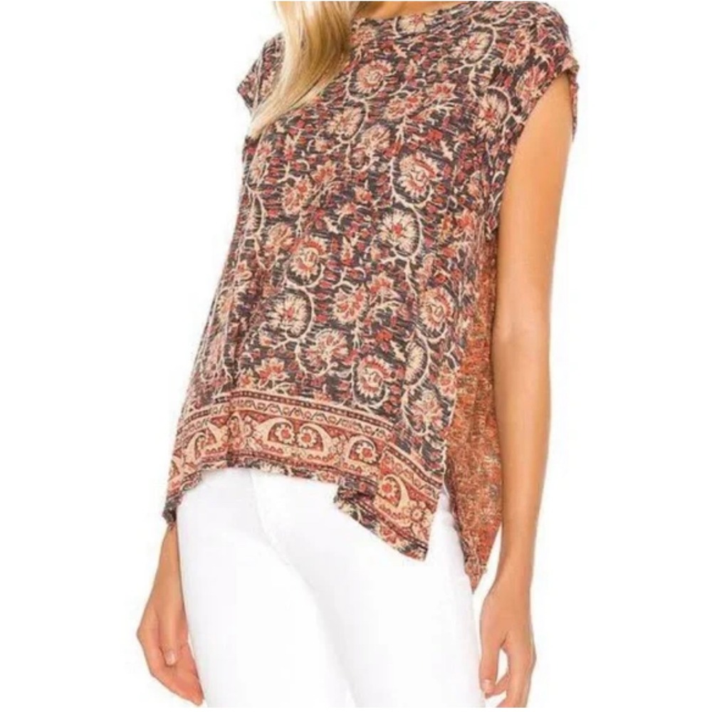 Vintage Inspired‎ Free People High Tide Top Dual Print Boho Artsy Festival Sz M
